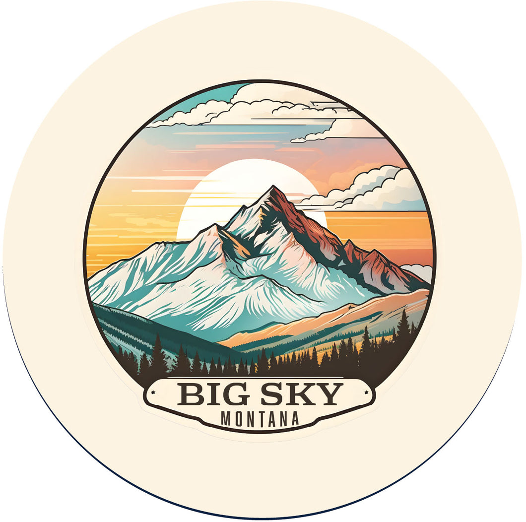 Big Sky Montana mountain Sunset Souvenir Memories Round Durable Vinyl Decal Sticker