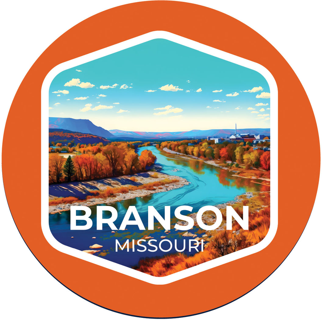 Branson Missouri B Souvenir Memories Round Durable Vinyl Decal Sticker