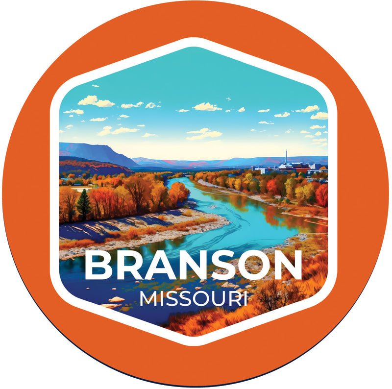 Branson Missouri B Souvenir Memories Round Durable Vinyl Decal Sticker
