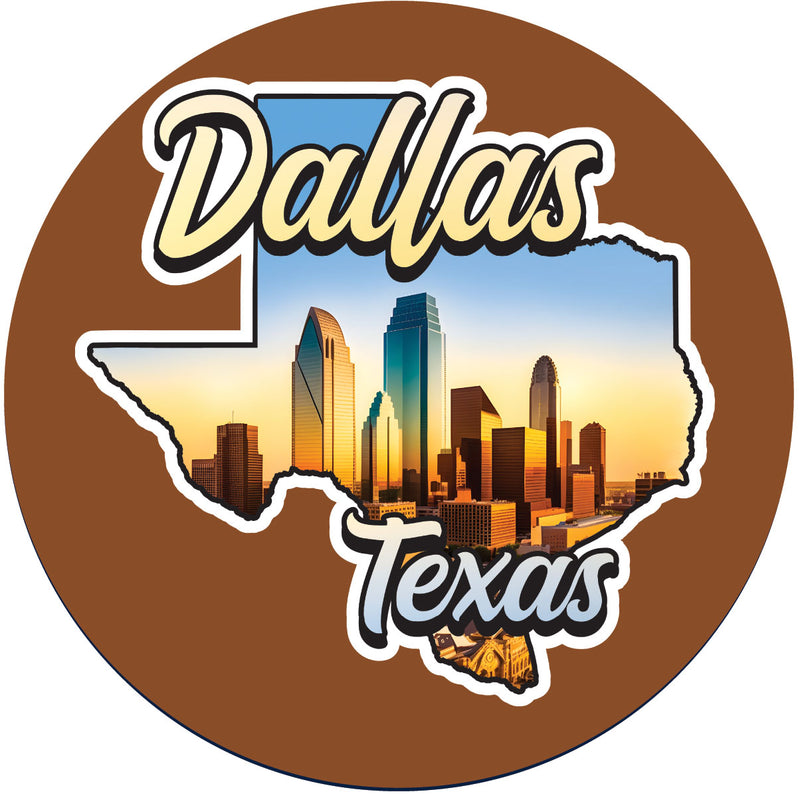 Dallas Texas A Souvenir Memories Round Durable Vinyl Decal Sticker