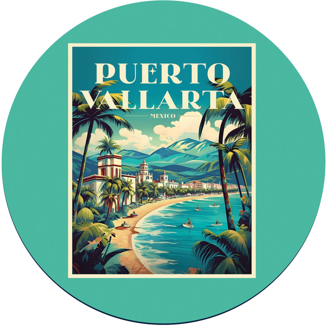 Puerto Vallarta Mexico C Souvenir Memories Round Durable Vinyl Decal Sticker