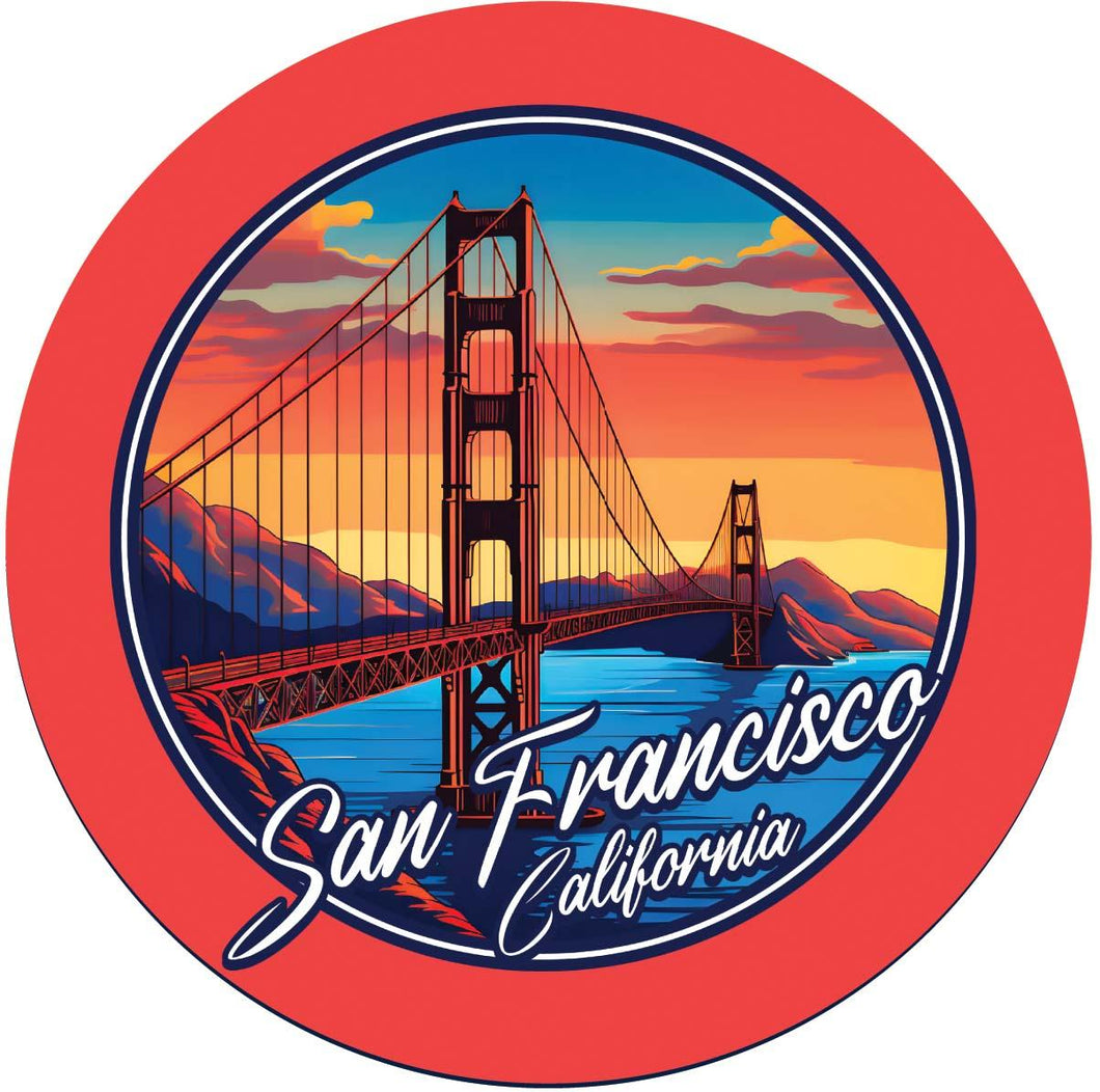San Francisco California A Souvenir Memories Round Durable Vinyl Decal Sticker