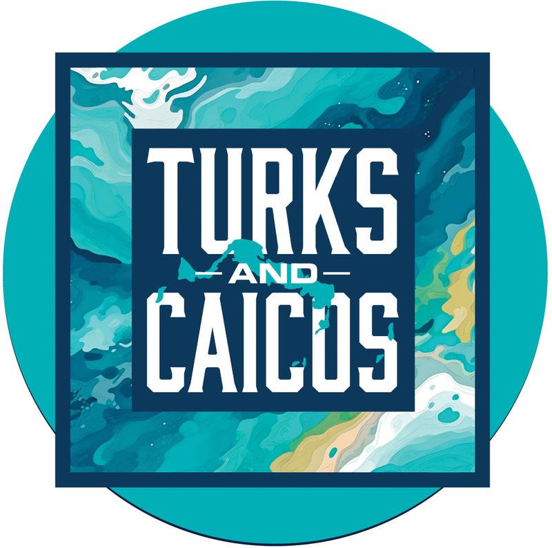 Turks And Caicos B Souvenir Memories Round Durable Vinyl Decal Sticker
