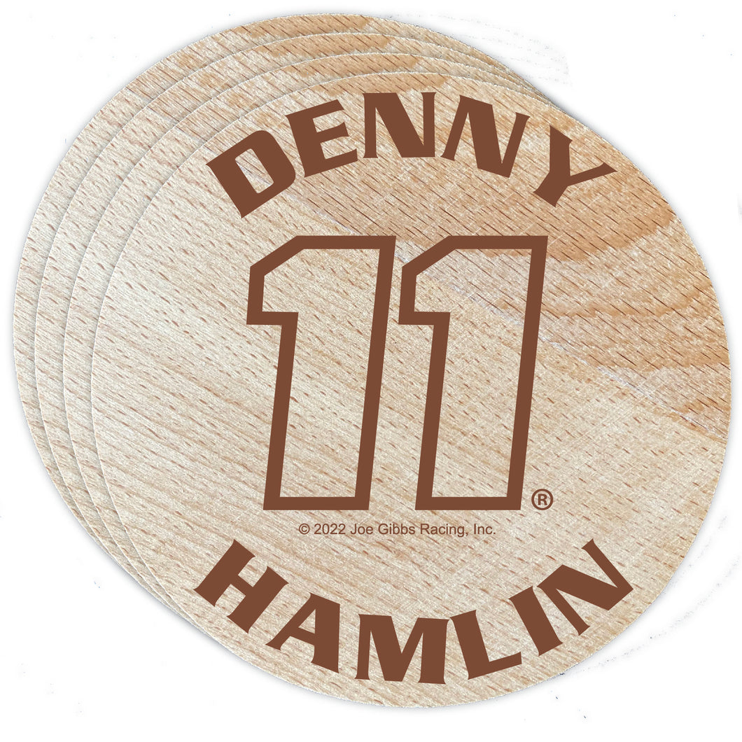 Nascar #11 Denny Hamlin Wood Coaster Engraved 4-Pack