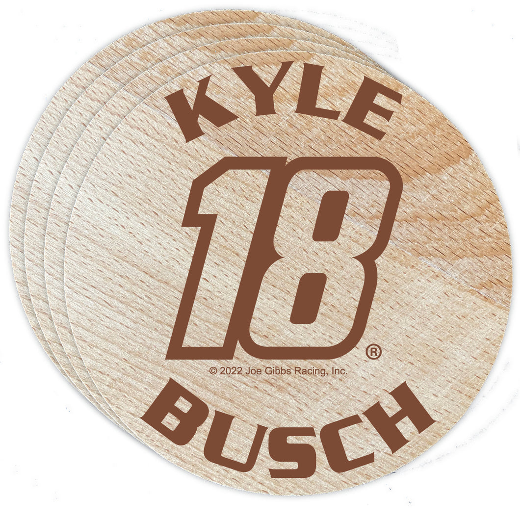 Nascar #18 Kyle Busch Wood Coaster Engraved 4-Pack