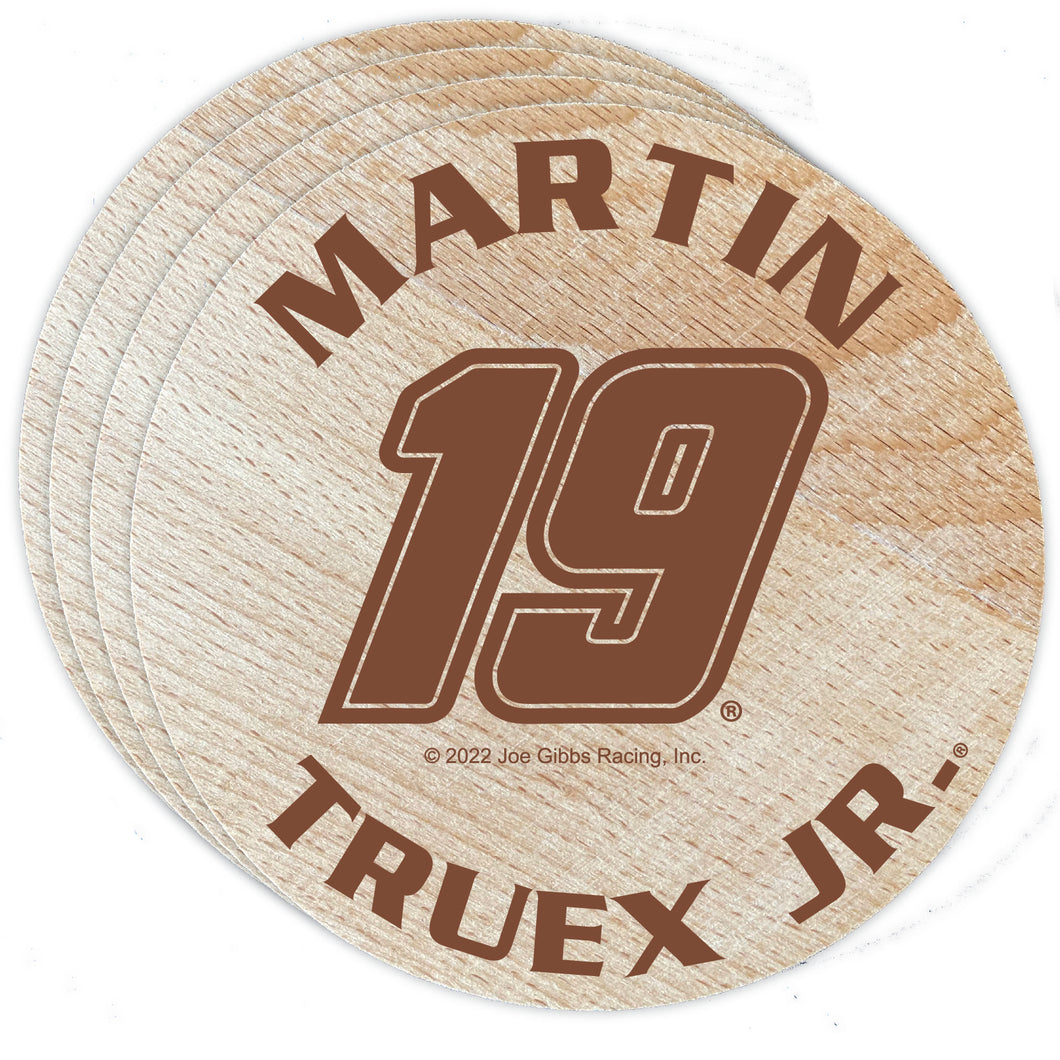 Nascar #19 Martin Truex Jr. Wood Coaster Engraved 4-Pack