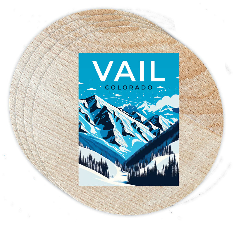 Vail Colorado Souvenir Coaster Wooden 3.5 x 3.5 Inch White