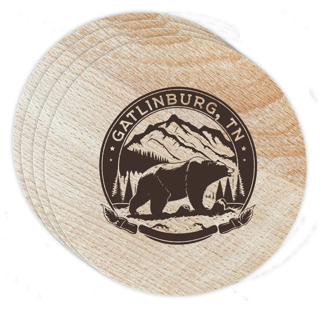 Gatlinburg Tennessee Laser Etched Souvenir Coaster Wooden 3.5 x 3.5 Inch White