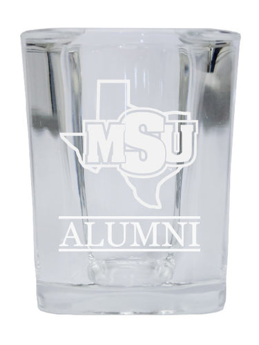 NCAA Midwestern State University Mustangs Alumni 2oz Laser Etched Square Shot Glass 