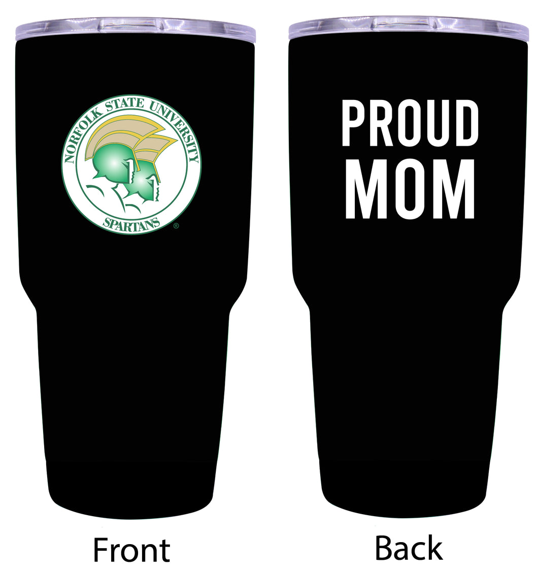 Norfolk State University Proud Mom 24 oz Insulated Stainless Steel Tumbler - Black