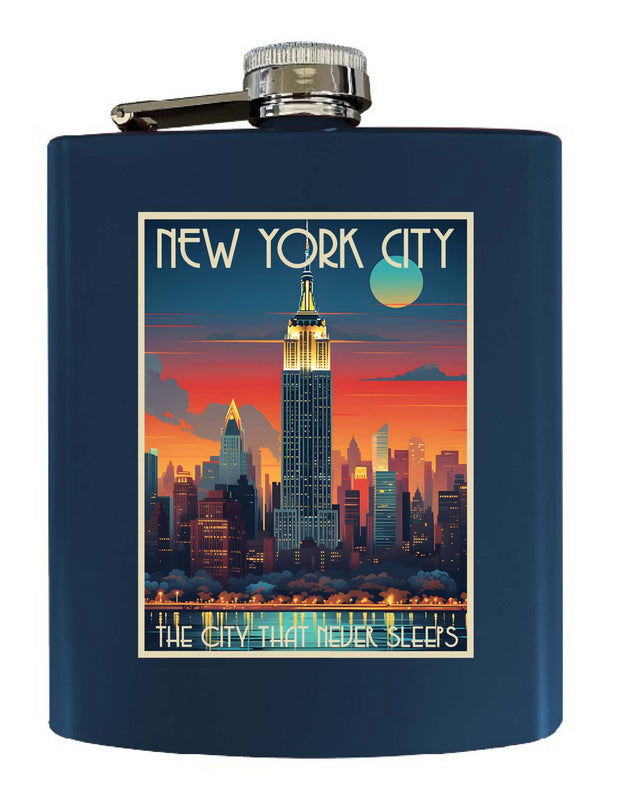 New York City B Souvenir 7 oz  Steel Flask Matte Finish
