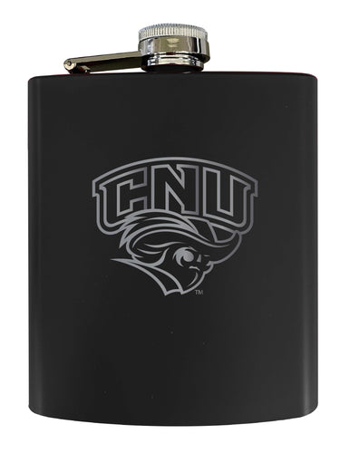 Christopher Newport Captains Stainless Steel Etched Flask 7 oz - Officially Licensed, Choose Your Color, Matte Finish