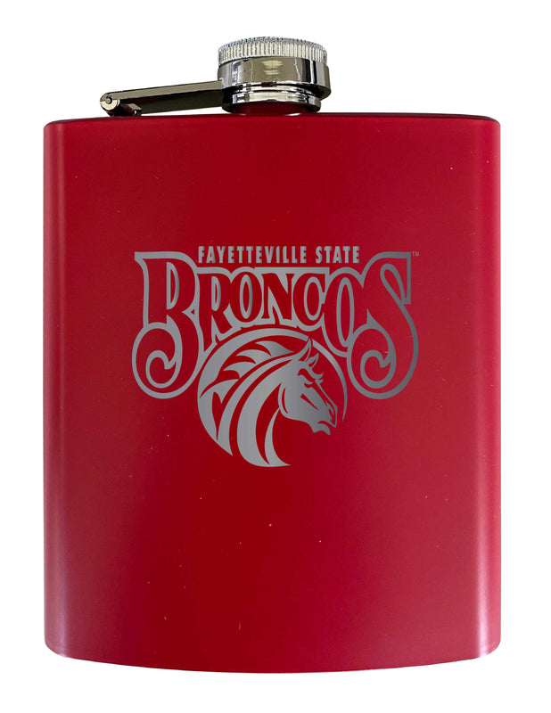 Fayetteville State University Stainless Steel Etched Flask 7 oz - Officially Licensed, Choose Your Color, Matte Finish