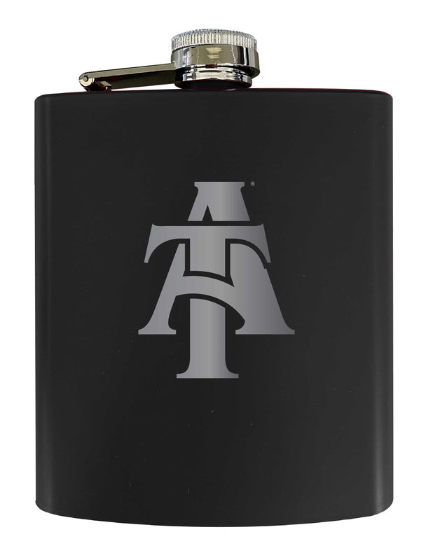 North Carolina A&T State Aggies Stainless Steel Etched Flask 7 oz - Officially Licensed, Choose Your Color, Matte Finish