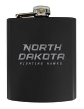 Load image into Gallery viewer, North Dakota Fighting Hawks Stainless Steel Etched Flask 7 oz - Officially Licensed, Choose Your Color, Matte Finish
