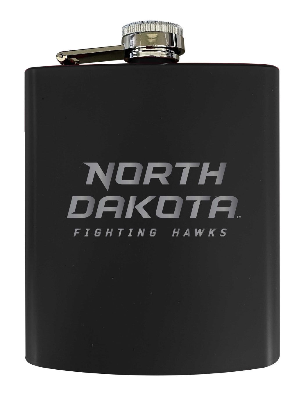 North Dakota Fighting Hawks Stainless Steel Etched Flask 7 oz - Officially Licensed, Choose Your Color, Matte Finish