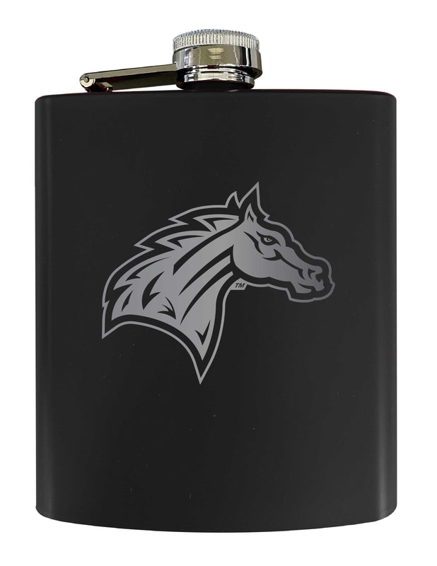 Rider University Broncs Stainless Steel Etched Flask 7 oz - Officially Licensed, Choose Your Color, Matte Finish