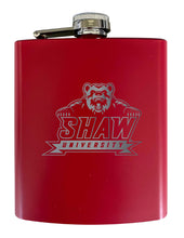 Load image into Gallery viewer, Shaw University Bears Stainless Steel Etched Flask 7 oz - Officially Licensed, Choose Your Color, Matte Finish
