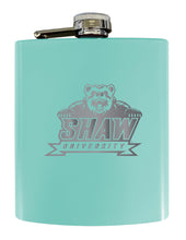 Load image into Gallery viewer, Shaw University Bears Stainless Steel Etched Flask 7 oz - Officially Licensed, Choose Your Color, Matte Finish
