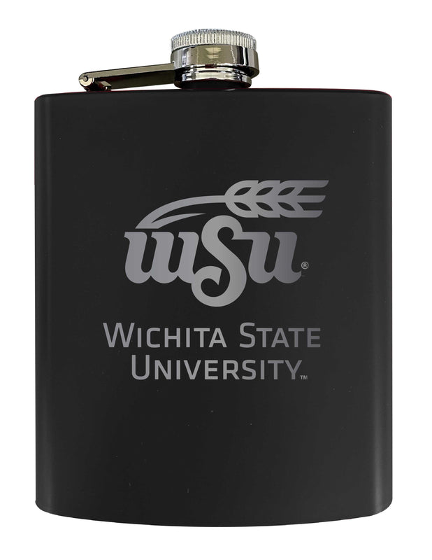 Wichita State Shockers Stainless Steel Etched Flask 7 oz - Officially Licensed, Choose Your Color, Matte Finish