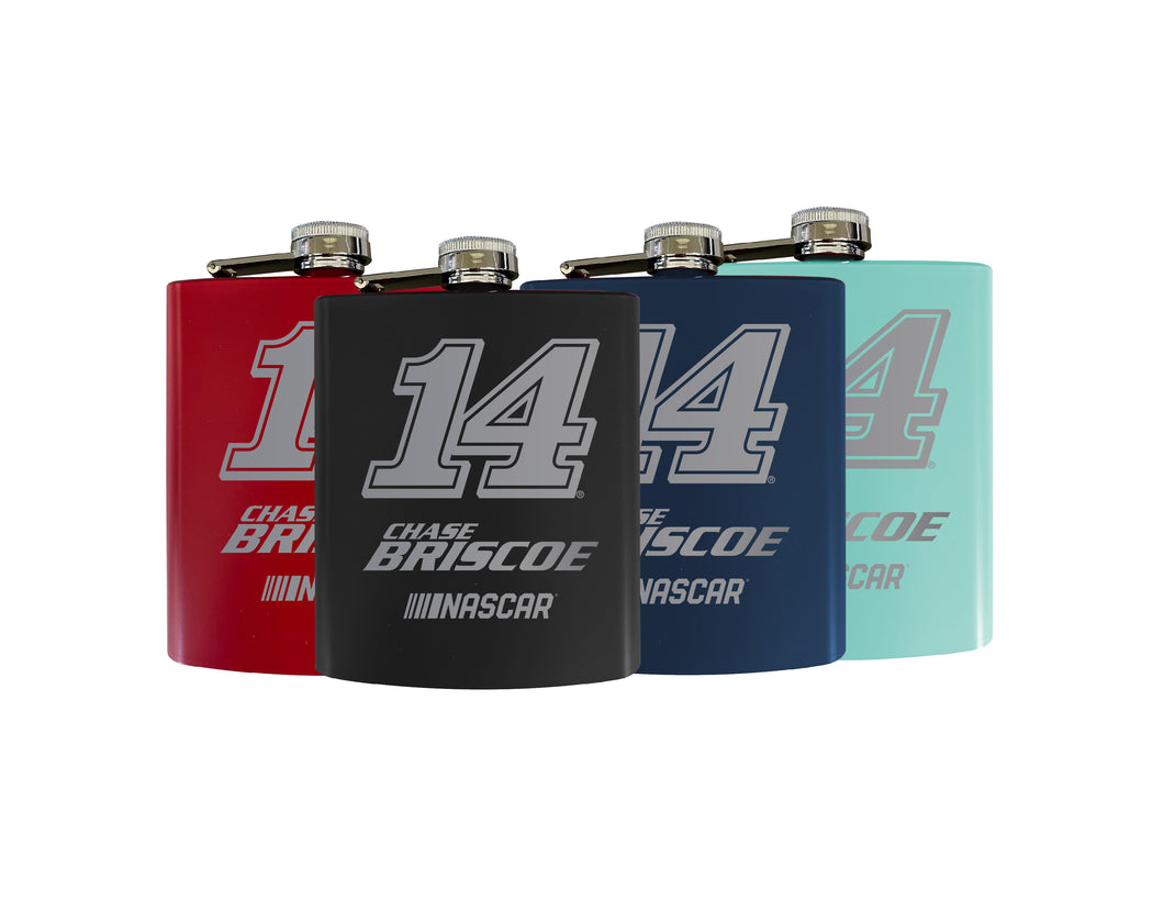 Nascar #14 Chase Briscoe Matte Finish Stainless Steel 7 oz Flask