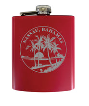 Load image into Gallery viewer, Nassau the Bahamas Souvenir 7 oz Engraved Steel Flask Matte Finish
