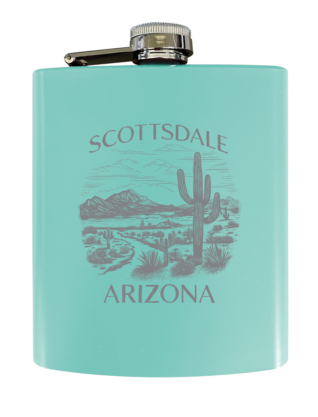 Scottsdale Arizona Souvenir 7 oz Engraved Steel Flask Matte Finish