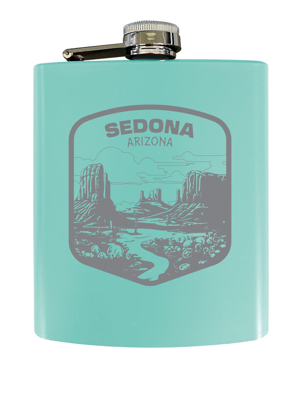 Sedona Arizona Souvenir 7 oz Engraved Steel Flask Matte Finish