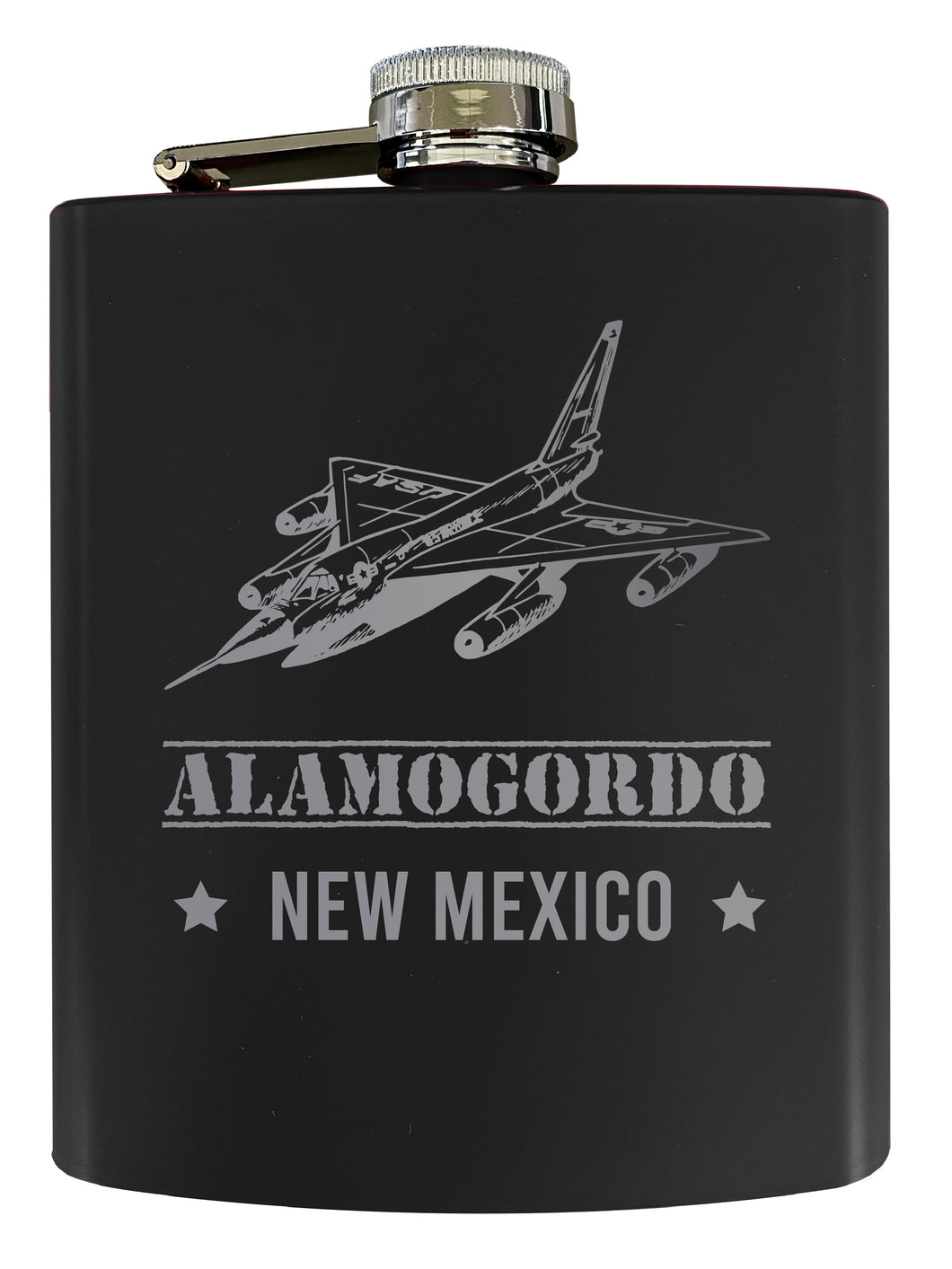 Alamogordo New Mexico Laser Engraved Souvenir 7 oz Stainless Steel Flask Black