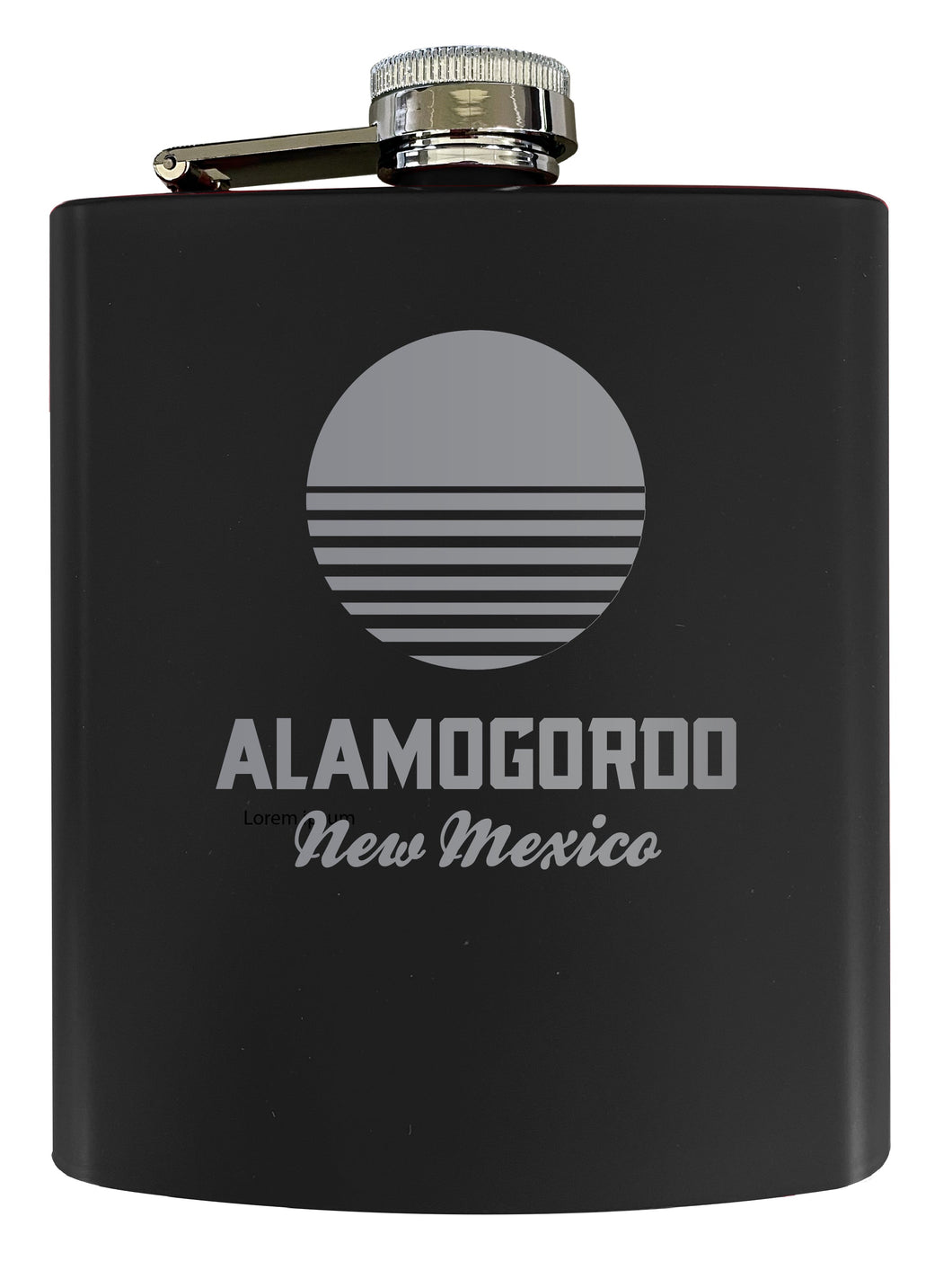 Alamogordo New Mexico Laser Engraved Souvenir 7 oz Stainless Steel Flask Black