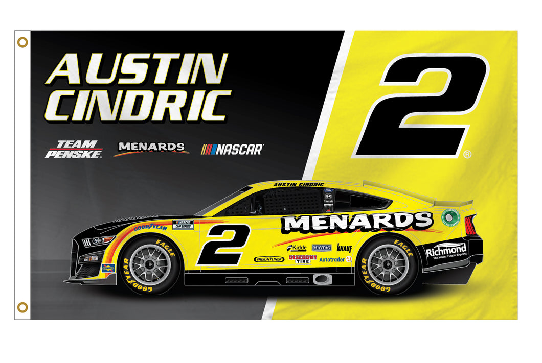 Austin Cindric #2 Nascar 3' x 5' Car Flag New for 2022