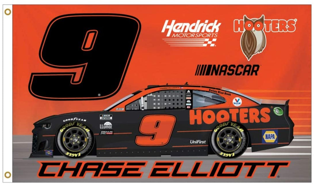 R and R Imports Chase Elliott #9 Hooters Throwback 3' x 5' One Sided Car Flag New for 2021