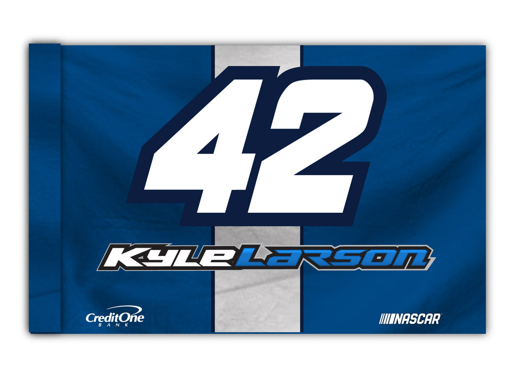 R and R Imports, Inc Kyle Larson #42 3' x 5' Flag with Car New for 2020