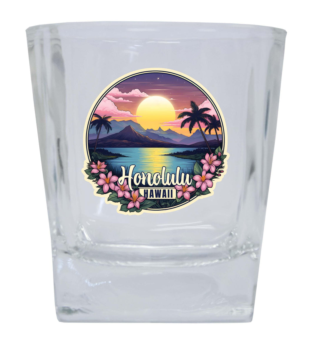 Honolulu Hawaii B Souvenir 8oz Whiskey Glass