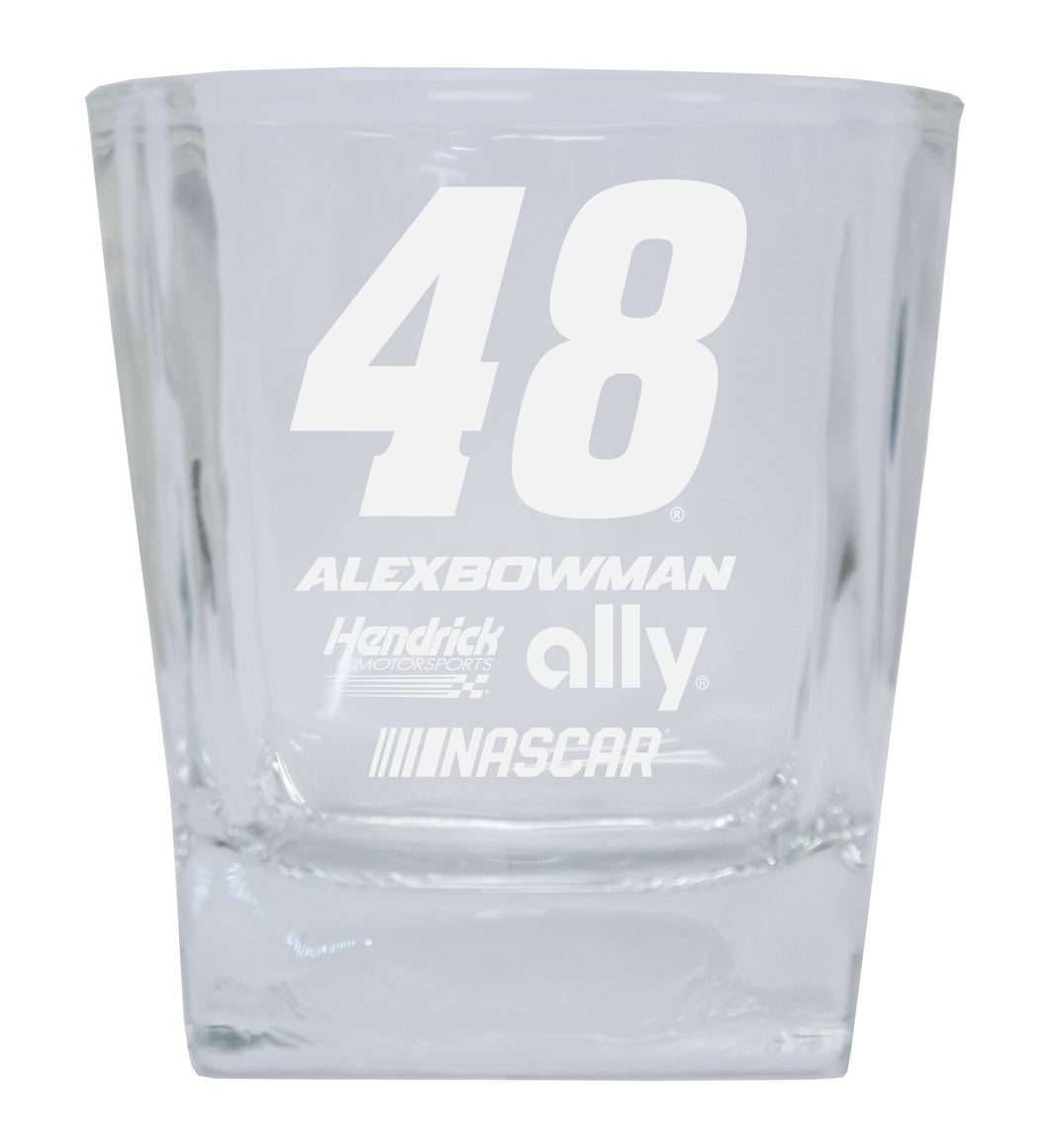 R and R Imports Alex Bowman NASCAR #48 Etched Whiskey Glass 2-Pack