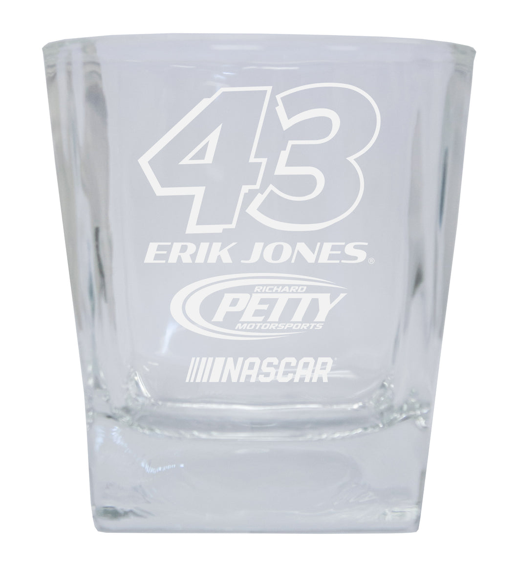 R and R Imports Erik Jones #43 NASCAR Cup Series Etched 5 oz Shooter Glass 2-Pack
