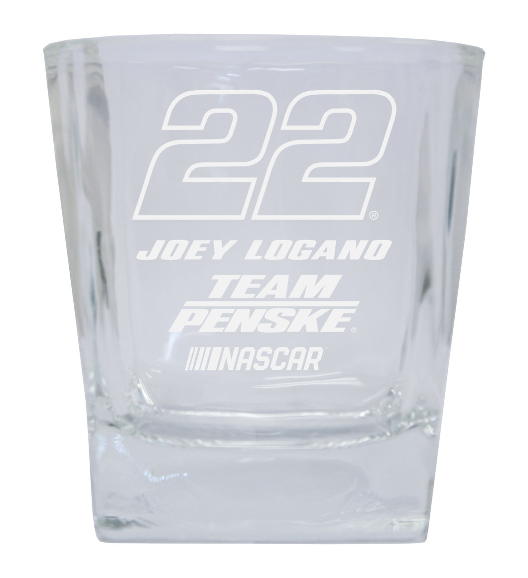 R and R Imports Joey Logano NASCAR #22 Etched Whiskey Glass 2-Pack