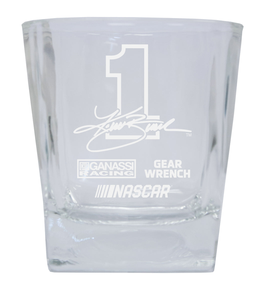 R and R Imports Kurt Busch NASCAR #1 Etched Whiskey Glass 2-Pack