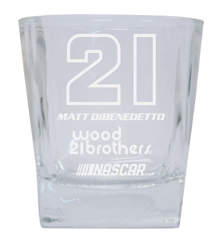 R and R Imports Matt DiBenedetto NASCAR #21 Etched Whiskey Glass 2-Pack