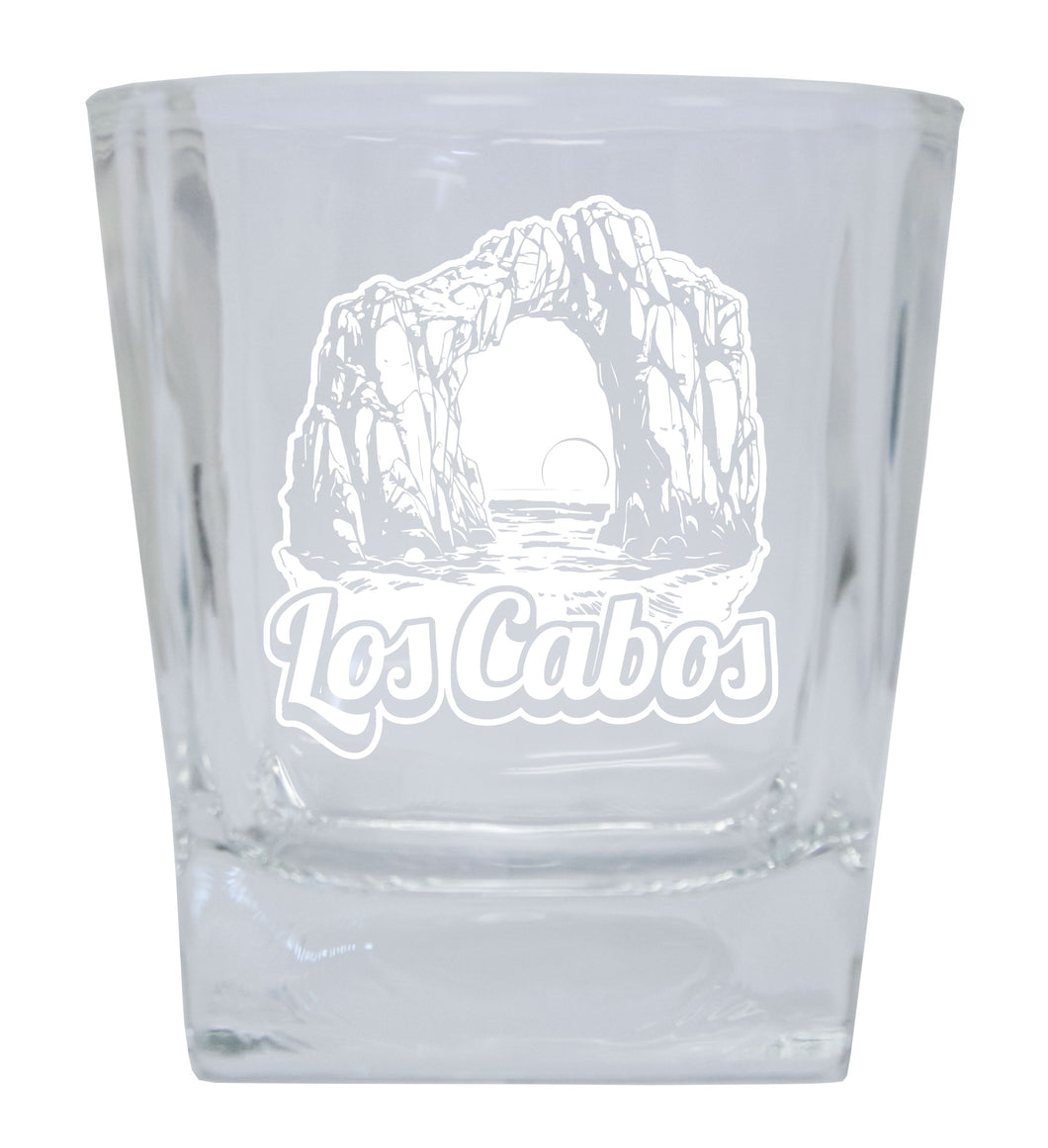 Los Cabos Mexico Souvenir 8oz Engraved Whiskey Glass Rocks Glass