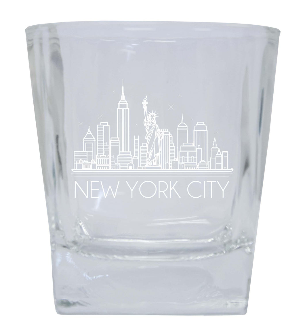 New York City Souvenir 8oz Engraved Whiskey Glass Rocks Glass