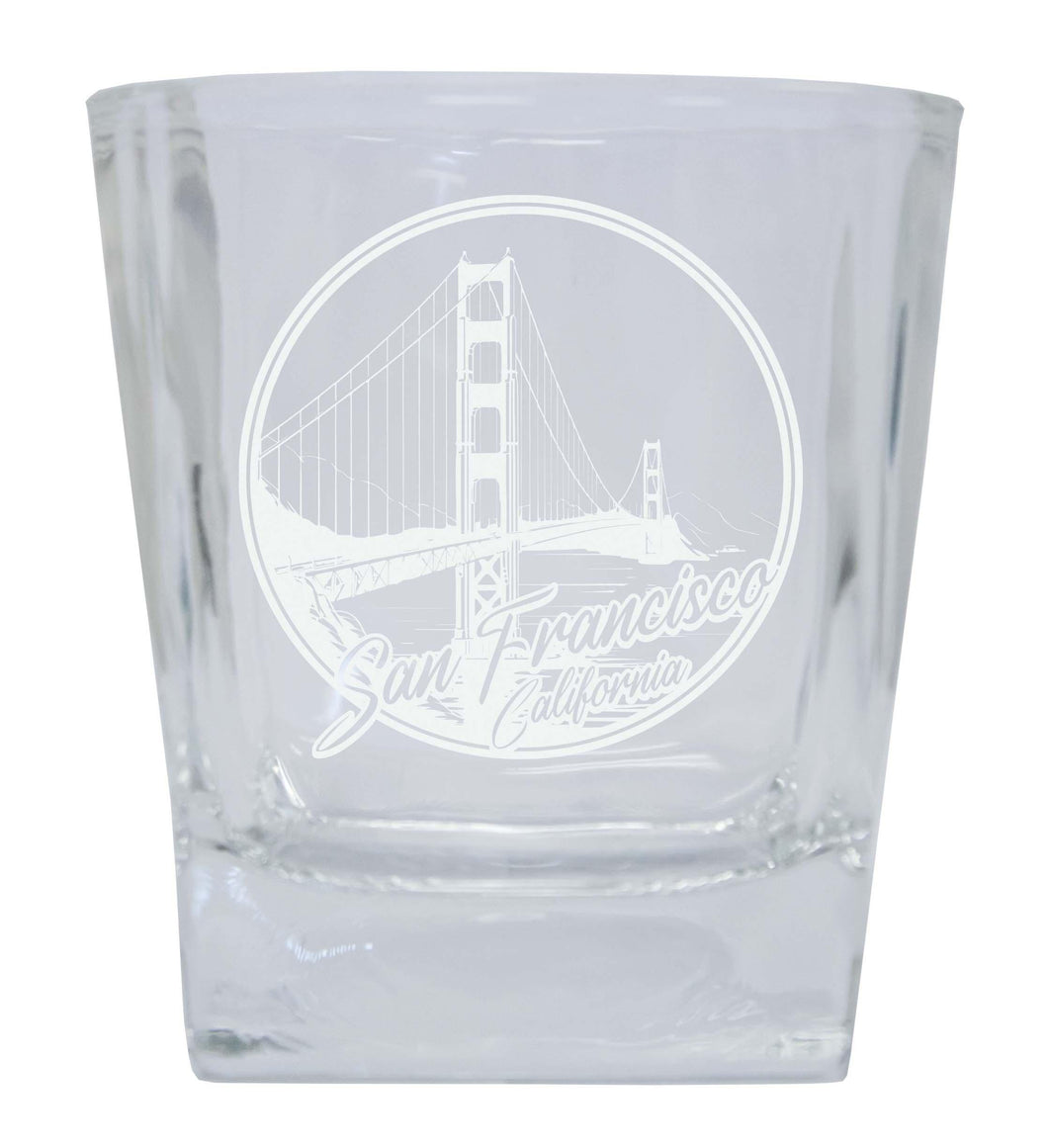 San Francisco California Souvenir 8oz Engraved Whiskey Glass Rocks Glass