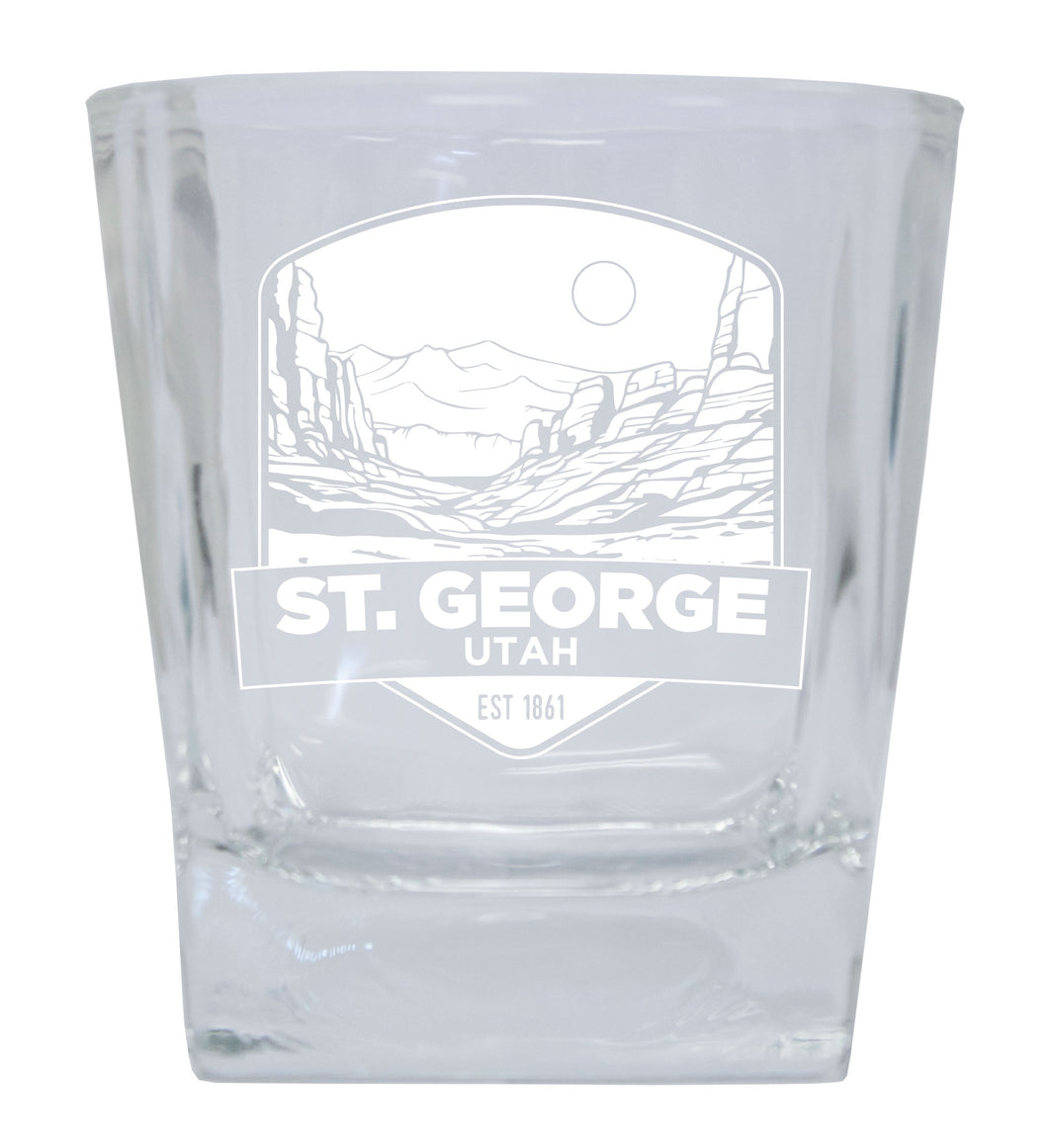 St. George Utah Souvenir 8oz Engraved Whiskey Glass Rocks Glass