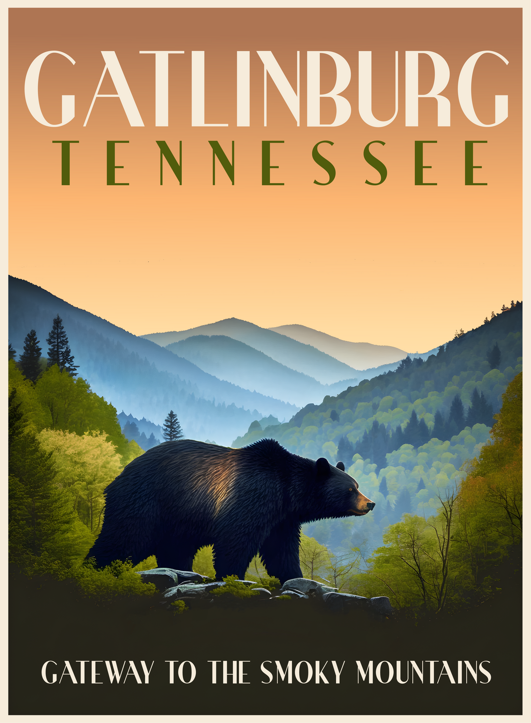Exclusive Gatlinburg Tennessee Collectible - Vintage Travel Poster Art