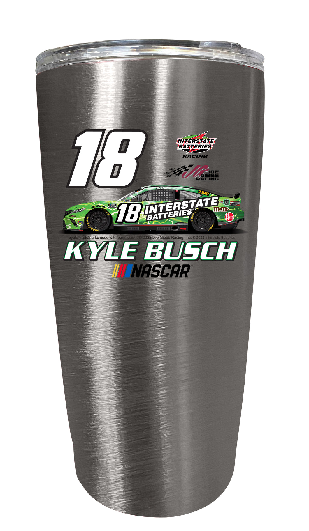 Nascar # 18 Kyle Busch 16 oz Stainless Steel Tumbler Car Design Stainless Steel New for 2022