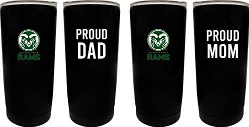 Colorado State Rams Proud Mom and Dad 16 oz Insulated Stainless Steel Tumblers 2 Pack Black.
