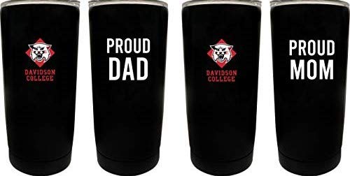 Davidson College NCAA Insulated Tumbler - 16oz Stainless Steel Travel Mug Proud Mom and Dad Design Black