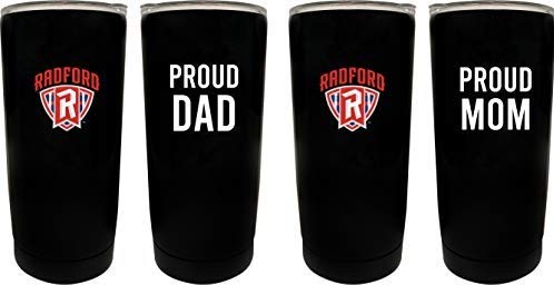 Radford University Highlanders NCAA Insulated Tumbler - 16oz Stainless Steel Travel Mug Proud Mom and Dad Design Black