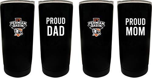 University of Texas of the Permian Basin NCAA Insulated Tumbler - 16oz Stainless Steel Travel Mug Proud Mom and Dad Design Black