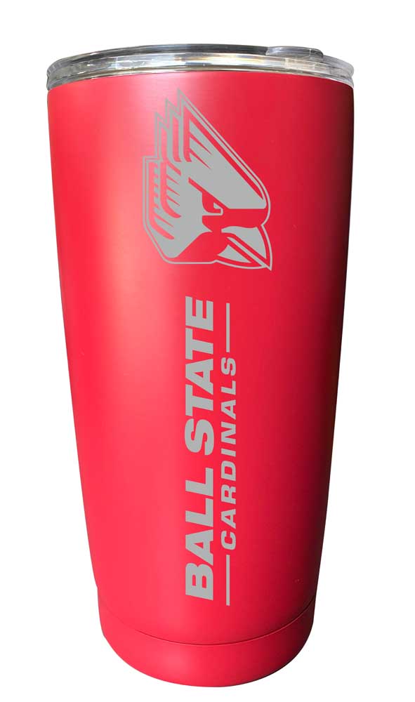 Ball State University NCAA Laser-Engraved Tumbler - 16oz Stainless Steel Insulated Mug Choose Your Color